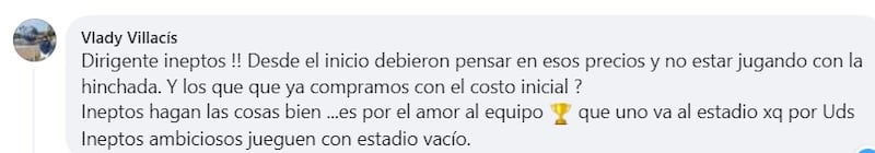 Comentario Hincha de Aucas