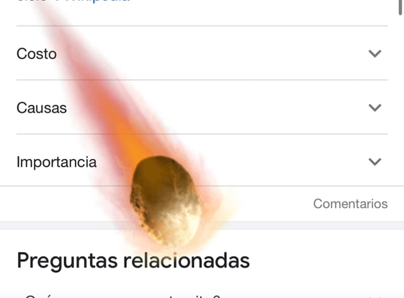 Esto pasa cuando escribes meteorito en Google