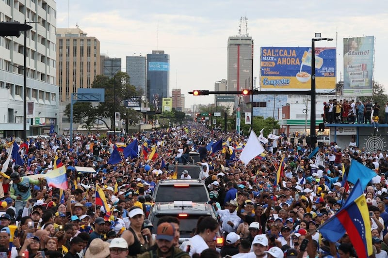 Mitin político en Venezuela