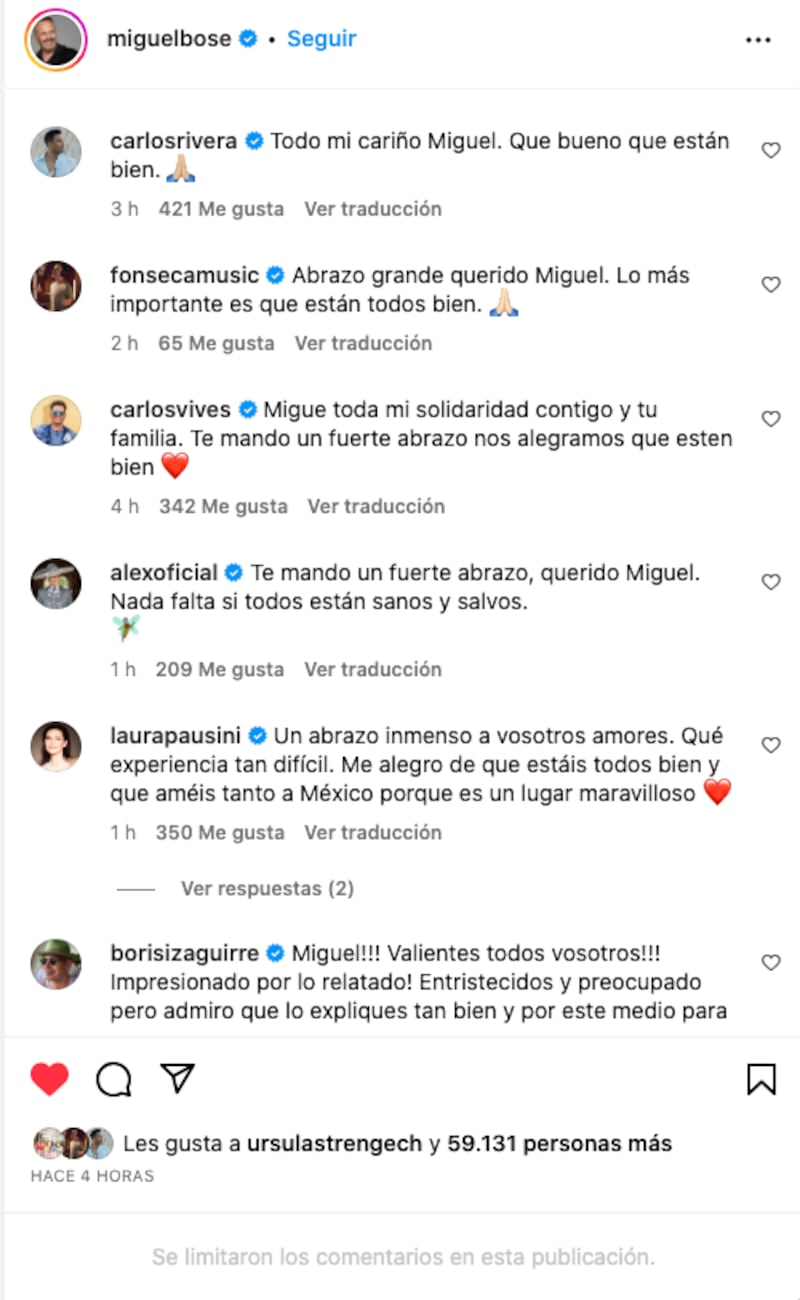 Mensajes de solidaridad por el asalto en la casa de Miguel Bosé.