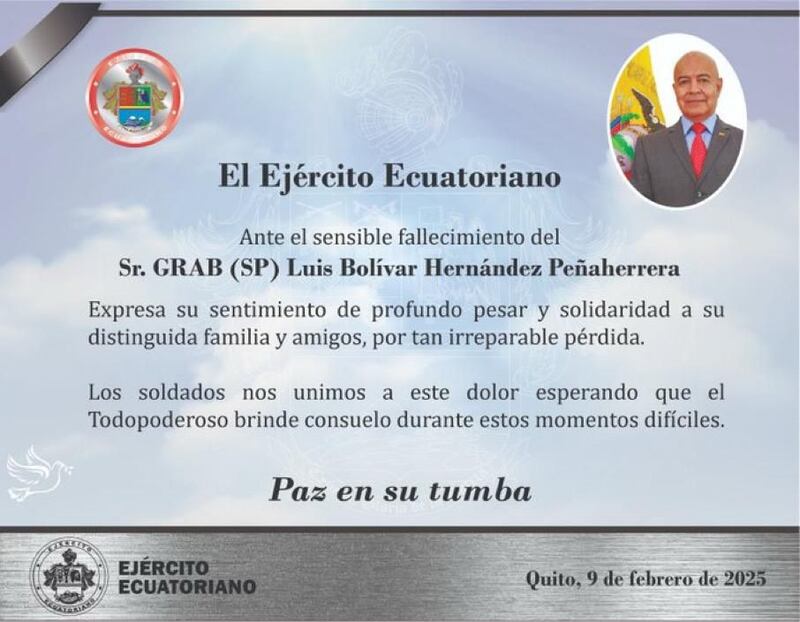 Fallece el General Luis Hernández, exministro de Defensa de Ecuador