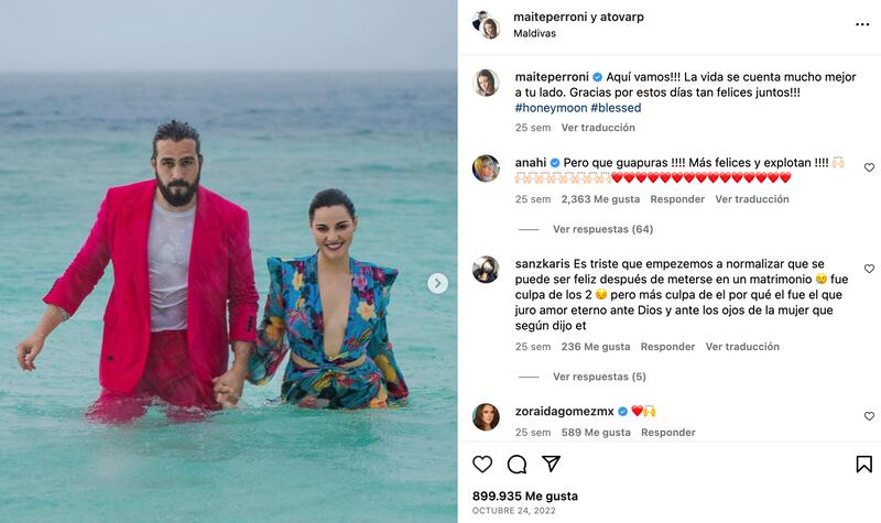 Con un contundente mensaje de Andrés Tovar defendió su matrimonio con Maite Perroni.