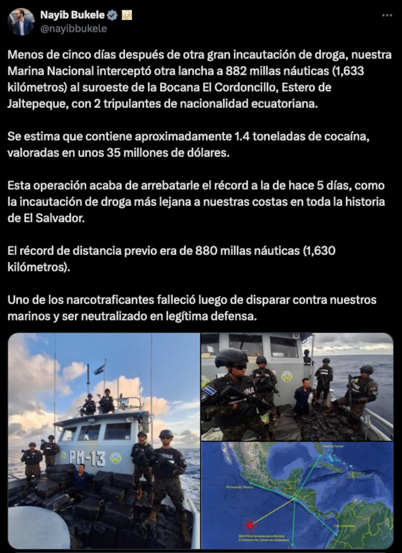 Ecuatoriano “narcotraficante” en El Salvador fue abatido luego de disparar contra marinos