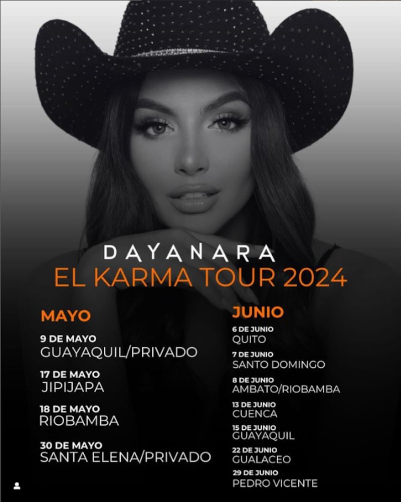 Dayanara, conciertos en Ecuador