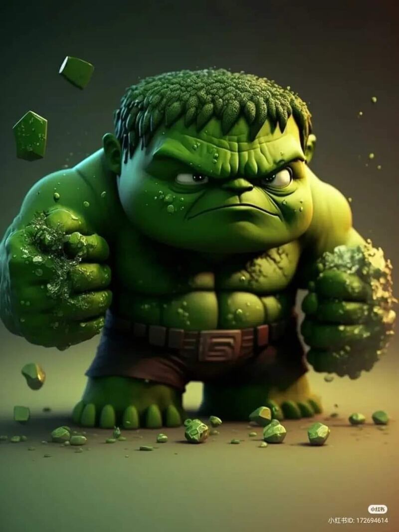 Hulk de niño según Inteligencia Artificial