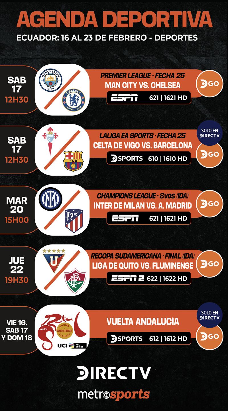 Agenda Directv del 16 al 23 de Febrero