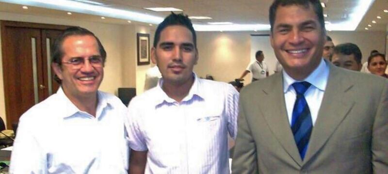 Rafael Correa junto a Leandro Norero