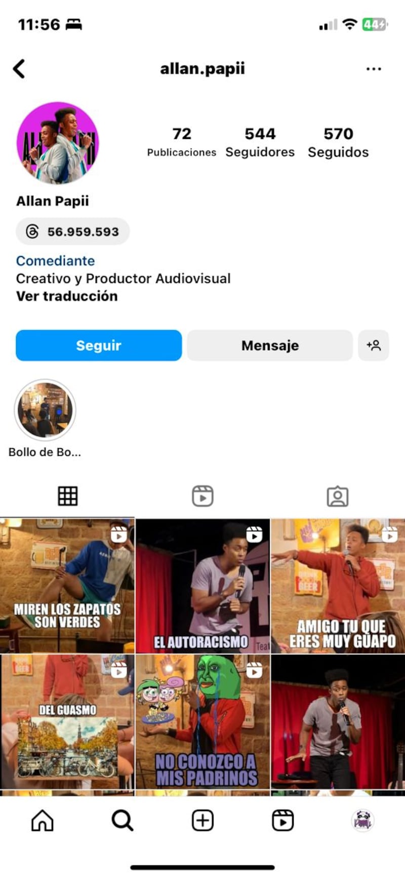 Perfil de Allan Papi al inicio del reality show