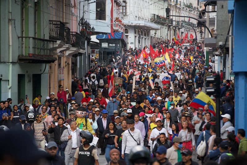 Manifestaciones en el centro de Quito.