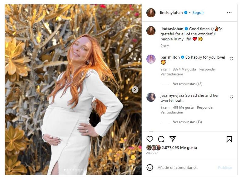 Lindsay Lohan está a punto de dar a luz a su primer bebé con Bader Shammas