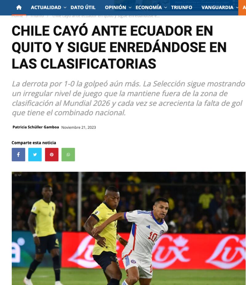 Titular de Chile: La Nación