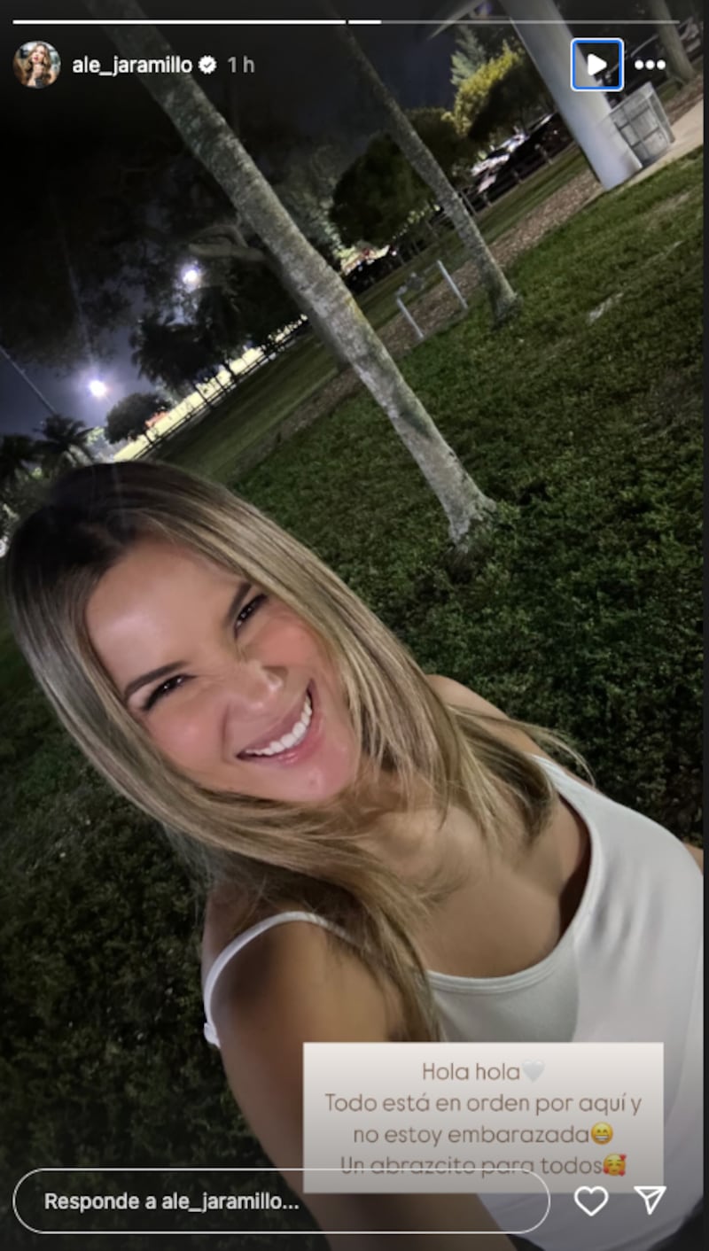 Instagram de Alejandra Jaramillo para aclarar que no está embarazada