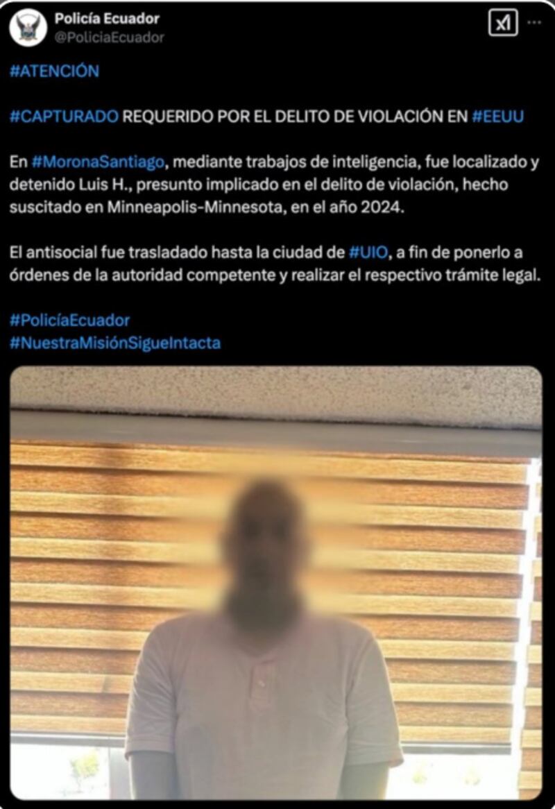 Ecuatoriano acusado de violación en EE.UU fue capturado en Macas