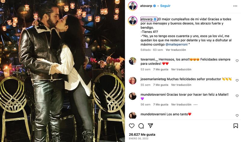 Con un contundente mensaje de Andrés Tovar defendió su matrimonio con Maite Perroni.