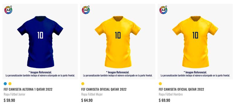 Precios de las camisetas de Ecuador para el Mundial de Qatar 2022