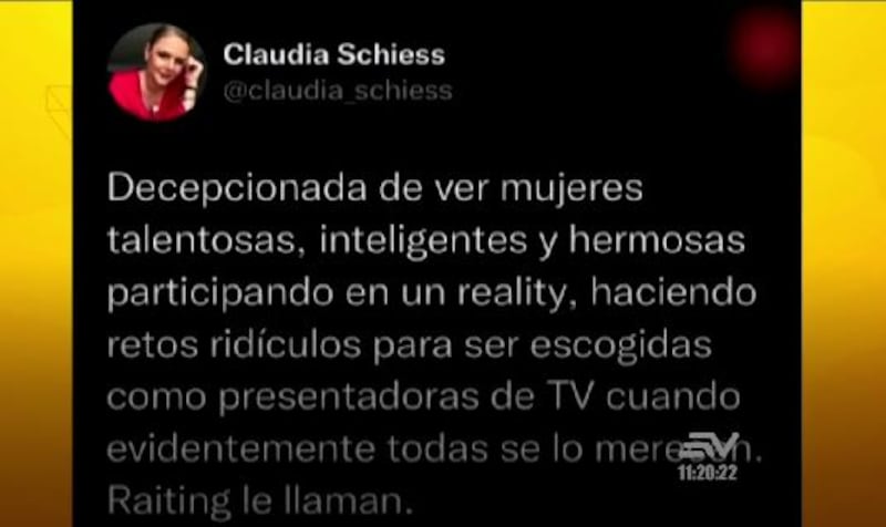 Captura del tweet de la Miss Ecuador 2011