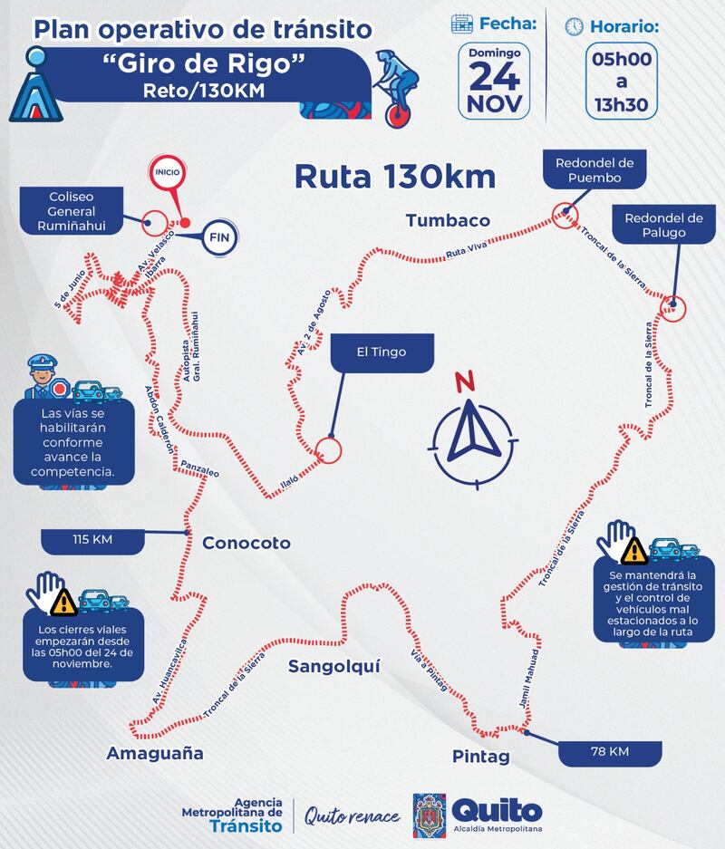 Vías cerradas por carrera ciclística este 22 de noviembre