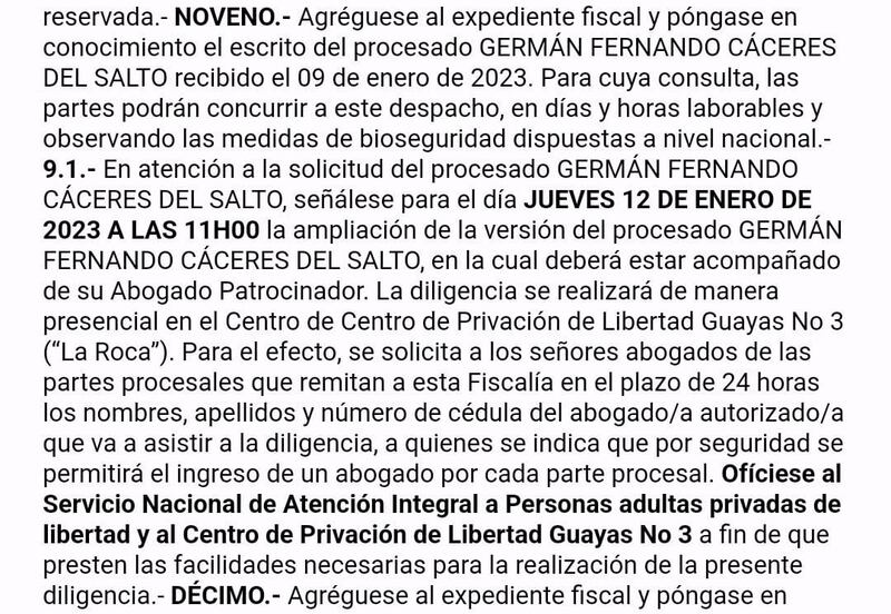 La ampliación de versión de Germán Cáceres será el jueves 12 de enero