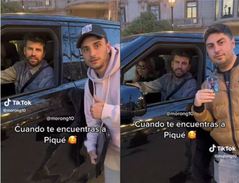 Captura de pantalla, fanáticos con Gerard Piqué