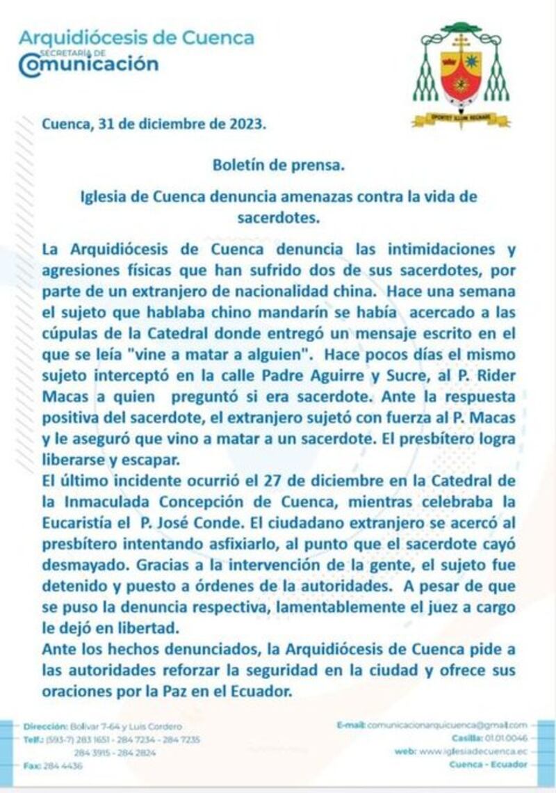 Agresión a sacerdotes en Cuenca