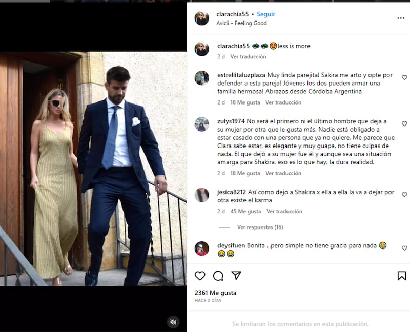 “Costosa, pero con mal gusto”: esto vale el traje que usó Clara Chía en la boda del hermano de Piqué.