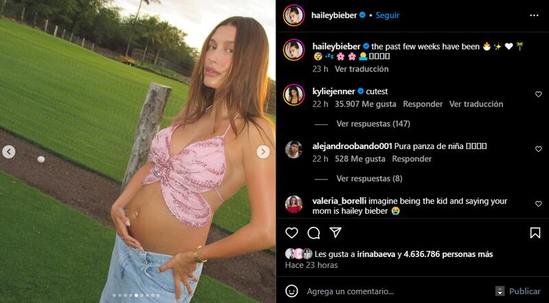 Hailey Bieber presumió su baby bump por primera vez