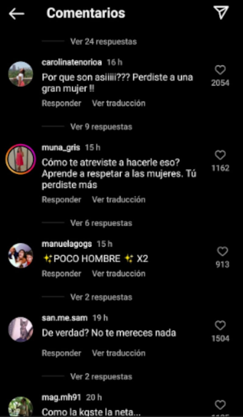 Comentarios de hate que le han dejado a Omar Núñez en sus redes