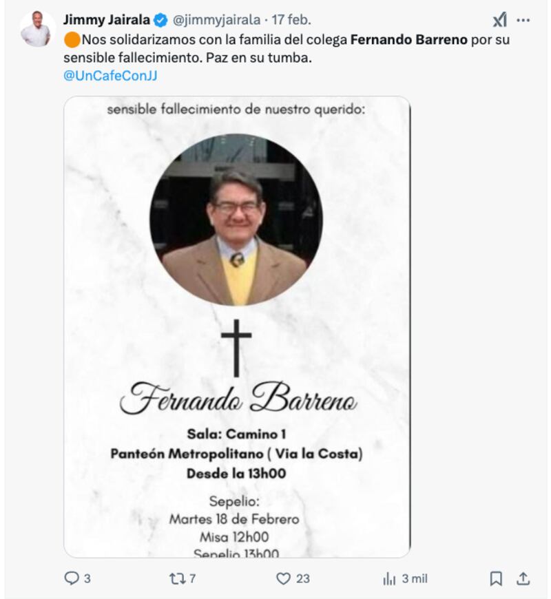 Compañeros y amigos se despiden de Fernando Barreno