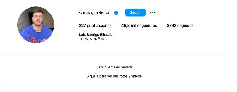 Así luce ahora la cuenta de Instagram de Santiago Elissalt.