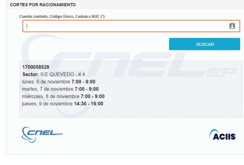 La Corporación Nacional de Electricidad (CNEL EP) habilitó una plataforma web para conocer los cortes de luz