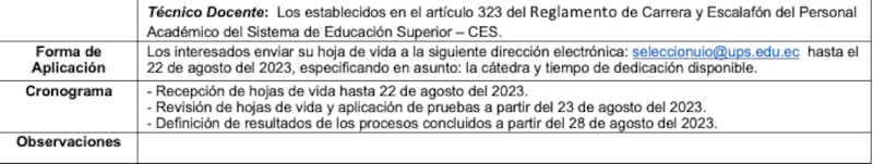 Convocatoria a concurso para Docentes Ocasionales y Técnicos Docentes