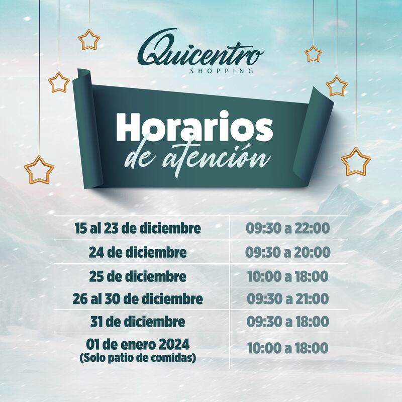 Horarios de atención en Quicentro