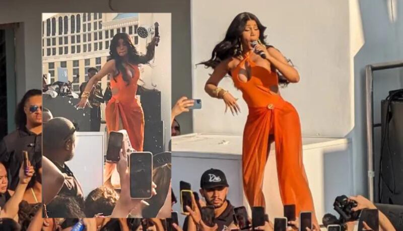 En la presentación de Las Vegas, Cardi B no aguantó y lanzó el micrófono.