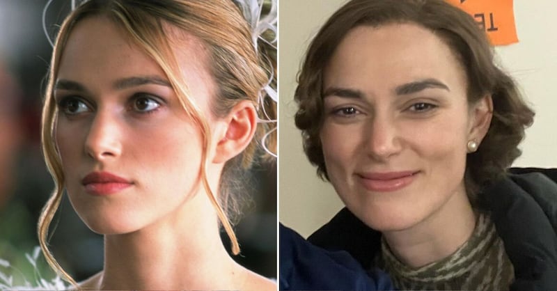 Keira Knightley en 'Realmente amor' y en la actualidad