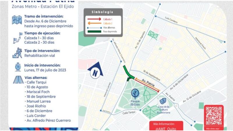 Avenida Patria estará cerrada por 60 días